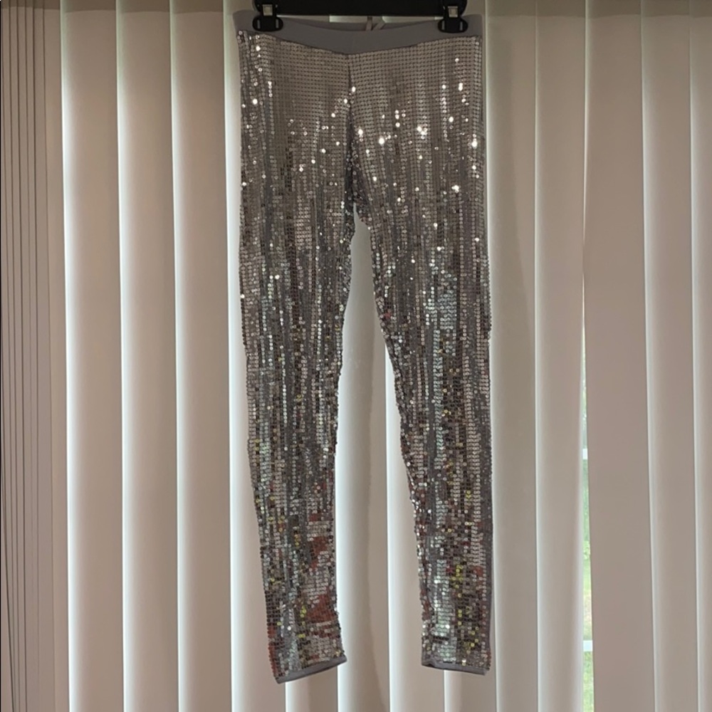 Sparkly silver sequin legging pants